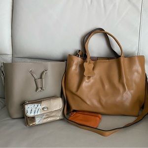 2 Handbags and Matching Wallet Set Bundle